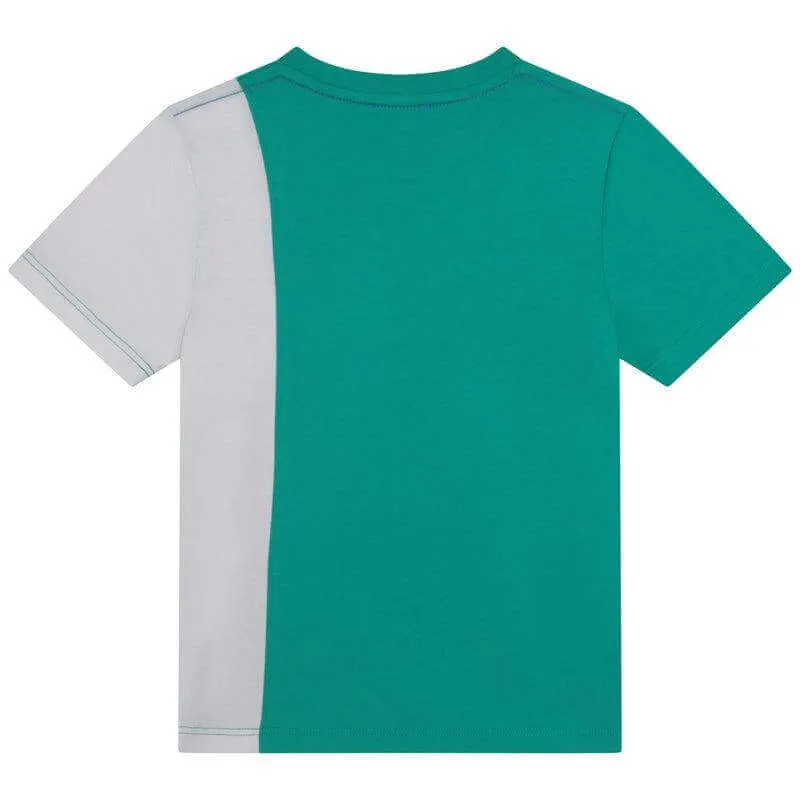 T-shirt à logo vertical vert pour garçons