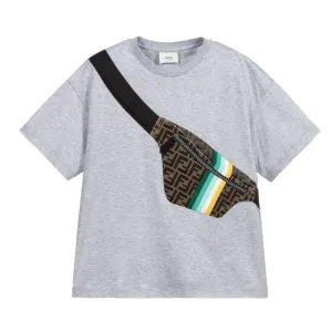 T-shirt pour garçons avec logo en gris sur le sac