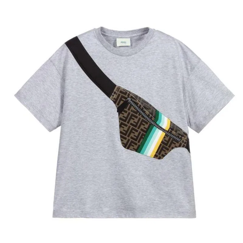 T-shirt pour garçons avec logo en gris sur le sac