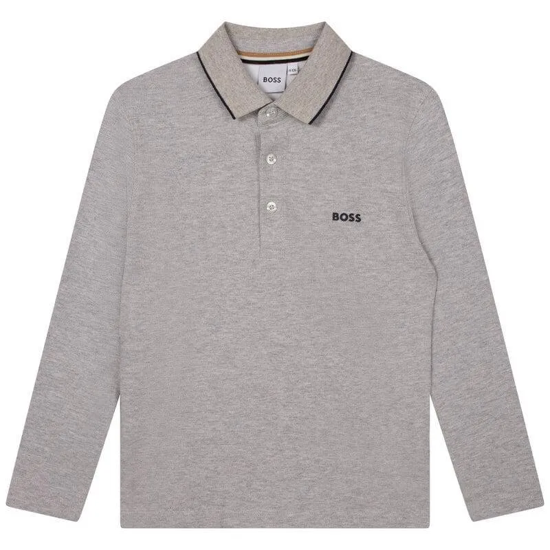 Polo à manches longues gris pour garçons