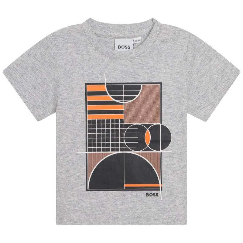 T-shirt imprimé à manches courtes gris pour garçons