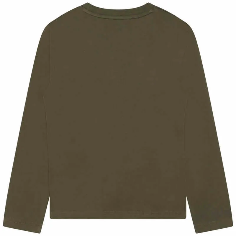 T-shirt à manches longues kaki pour garçons