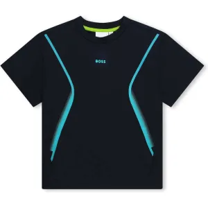 T-shirt à manches courtes pour garçons en bleu marine et bleu aqua