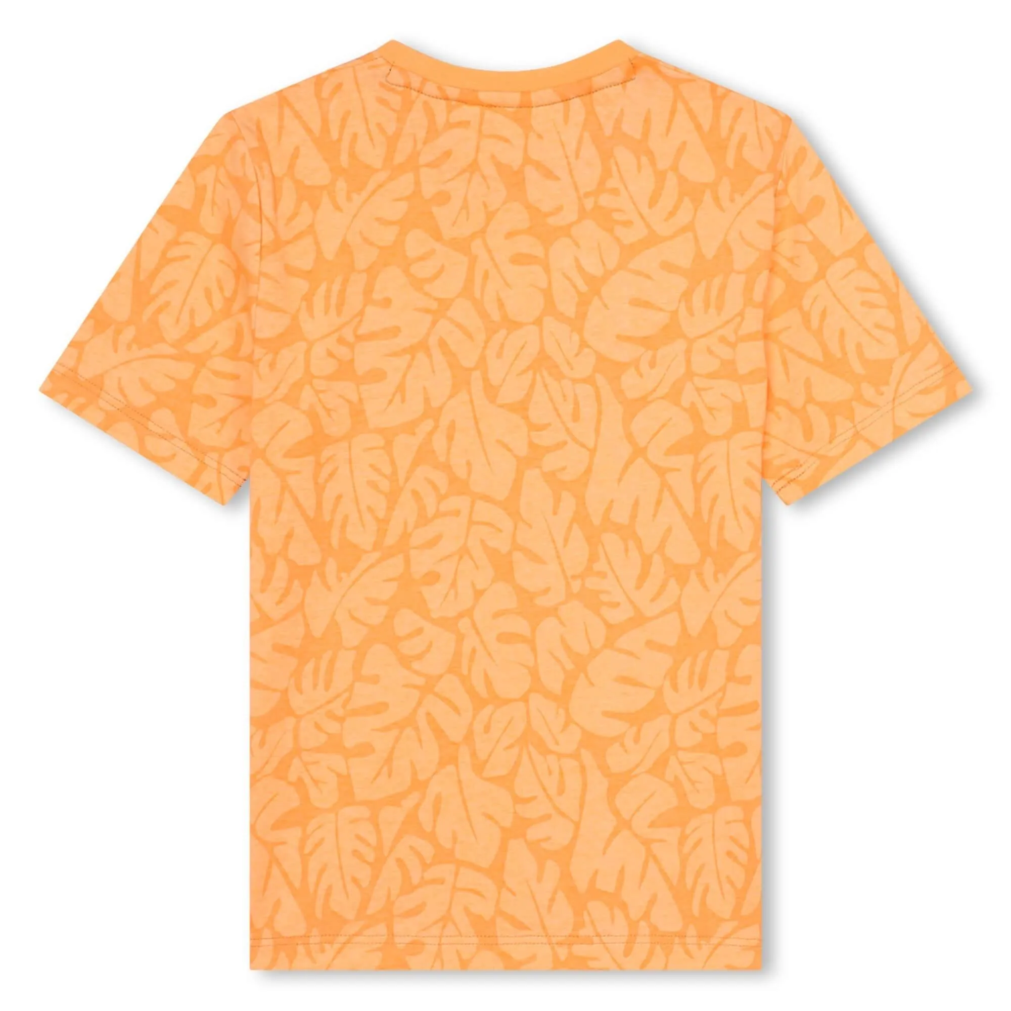 T-shirt à manches courtes pour garçon avec motif de feuille orange