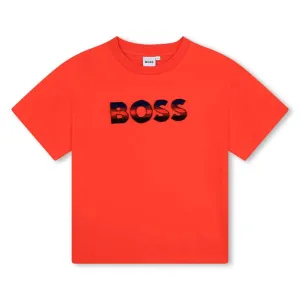 T-shirt à manches courtes avec logo orange pour garçons