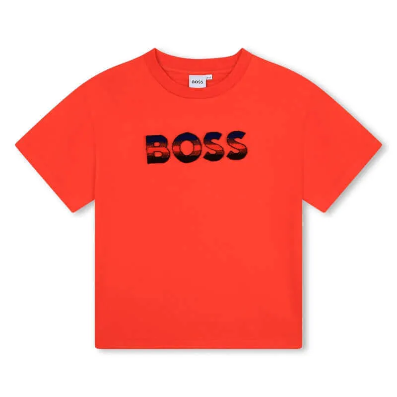 T-shirt à manches courtes avec logo orange pour garçons