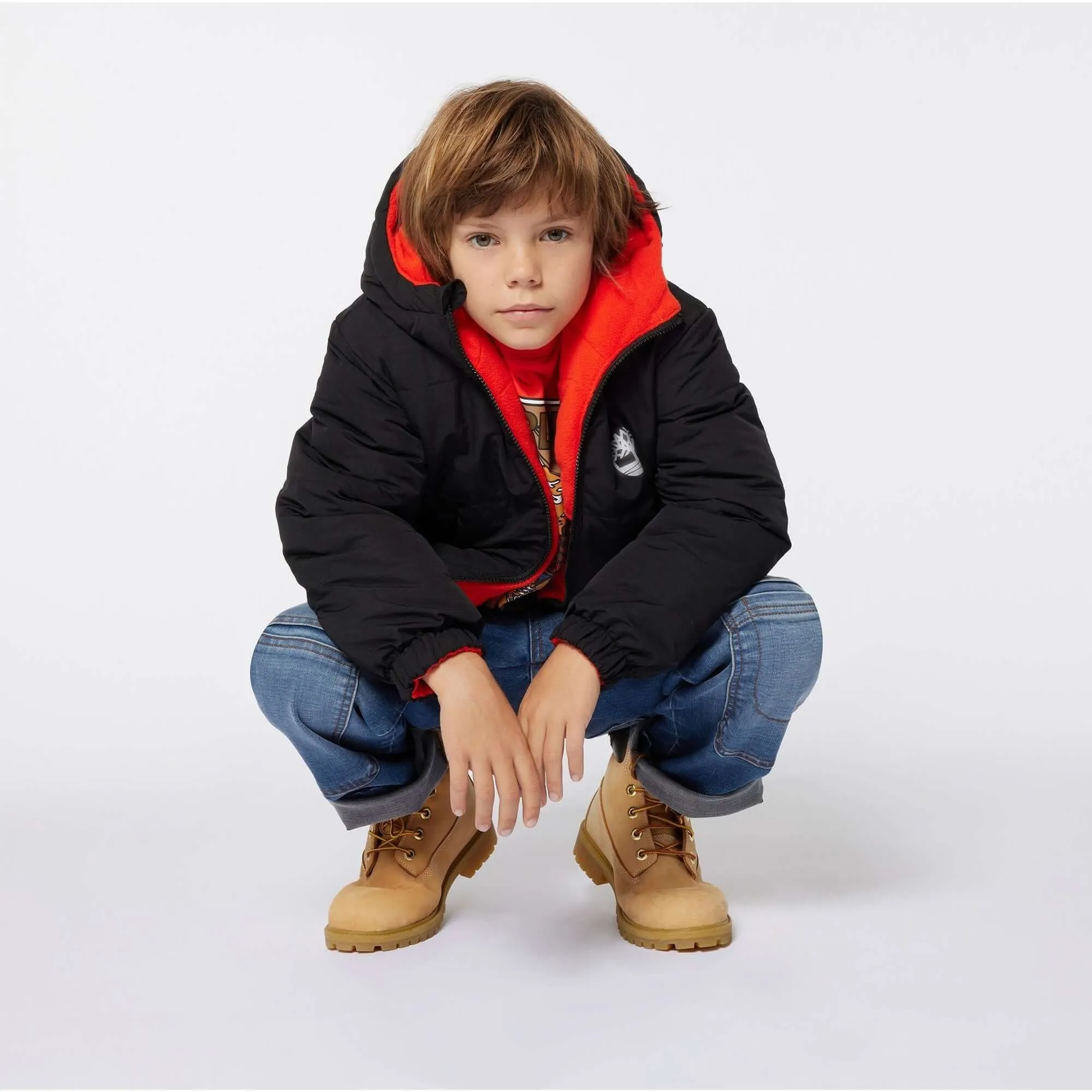 Manteau doudoune réversible garçon Rouge/Noir