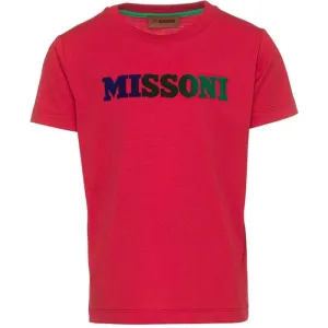 T-shirt en coton rouge pour garçons avec logo