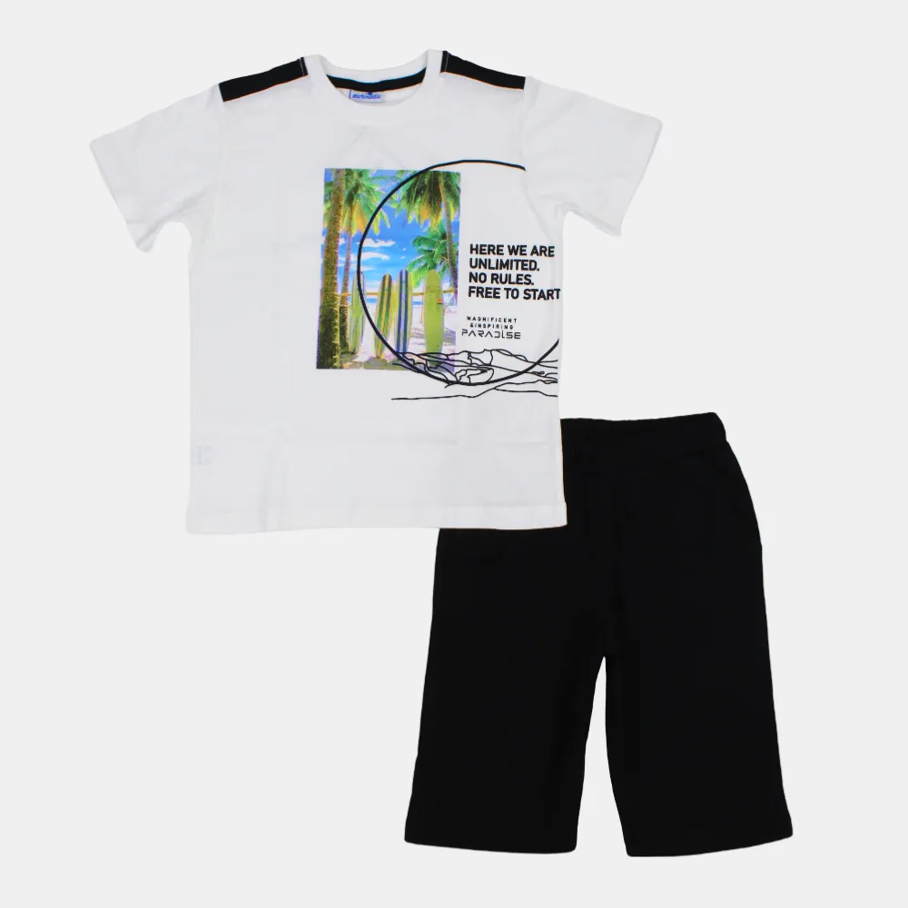Pyjama Garçon Manches Courtes en Coton - Imprimé Surf