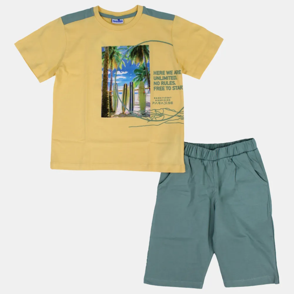 Pyjama Garçon Manches Courtes en Coton - Imprimé Surf