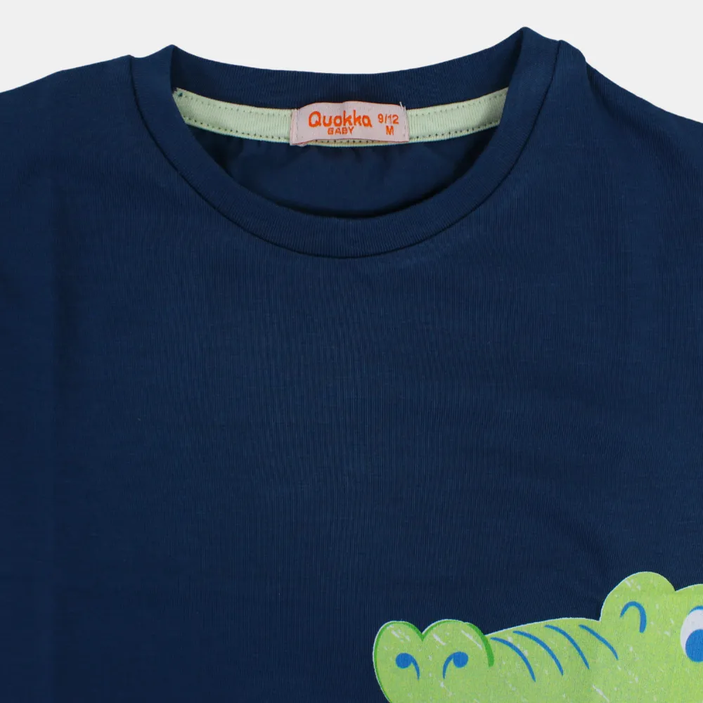T-shirt en coton à manches courtes pour garçons avec impression de crocodile heureux