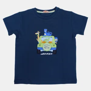 T-shirt en coton à manches courtes pour garçons avec impression d'animaux safari