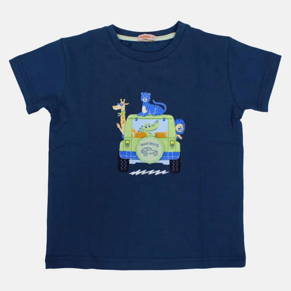 T-shirt en coton à manches courtes pour garçons avec impression d'animaux safari
