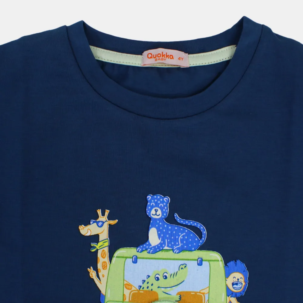 T-shirt en coton à manches courtes pour garçons avec impression d'animaux safari