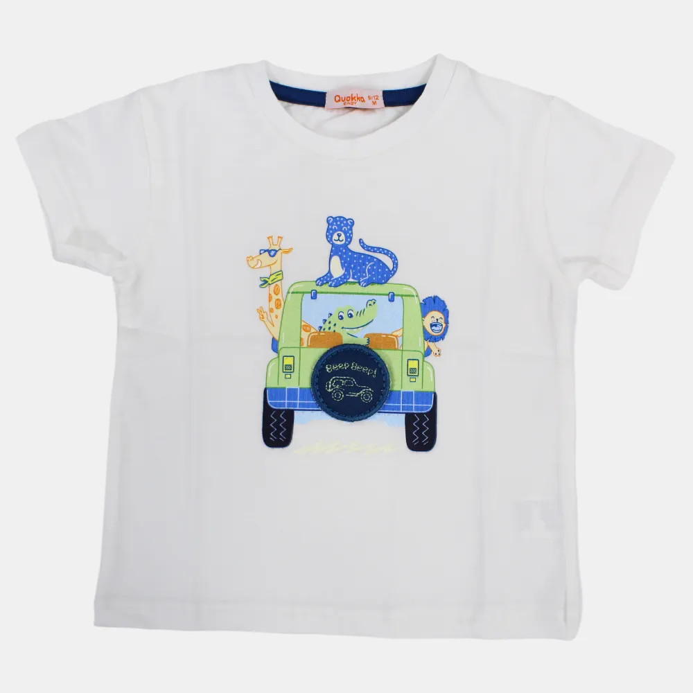 T-shirt en coton à manches courtes pour garçons avec impression d'animaux safari