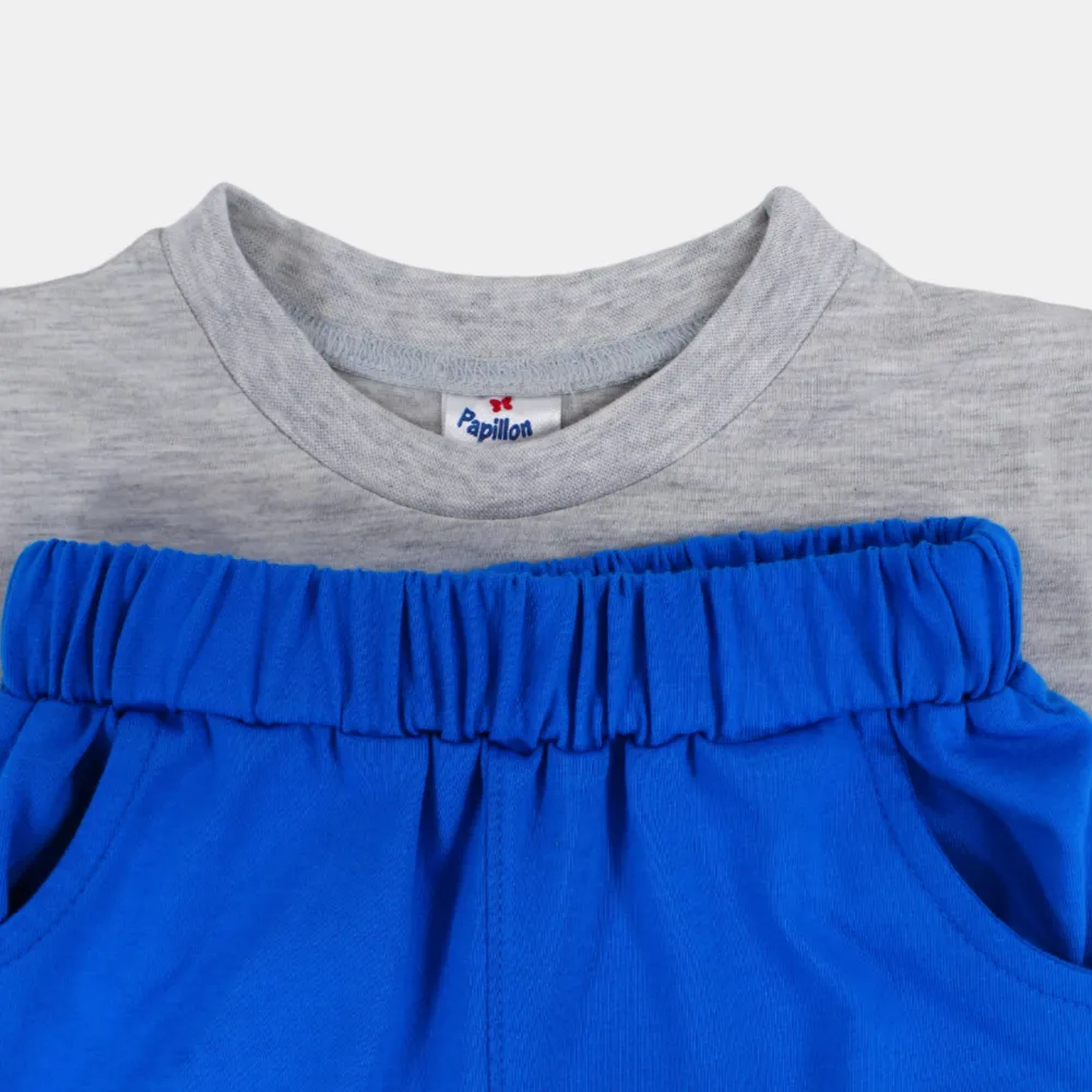 Pyjama Garçon Manches Courtes – Imprimé Gris Frais
