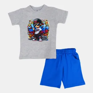 Pyjama Garçon Manches Courtes – Imprimé Gris Frais