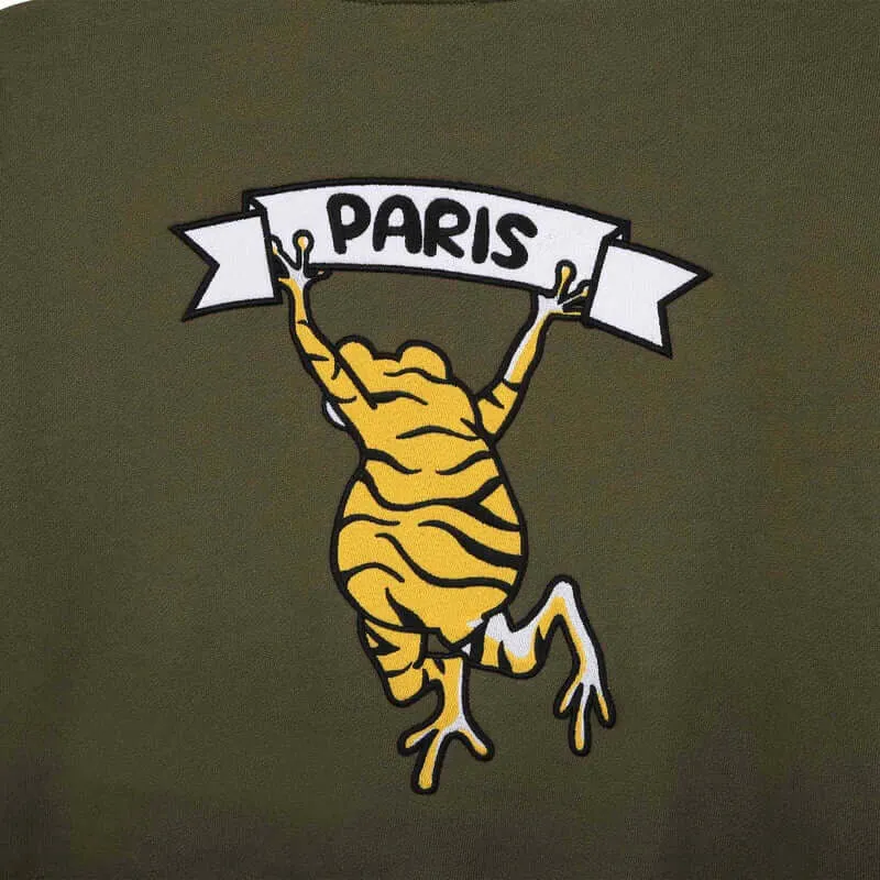 Pull à capuche 'TOKYO PARIS' kaki pour garçons