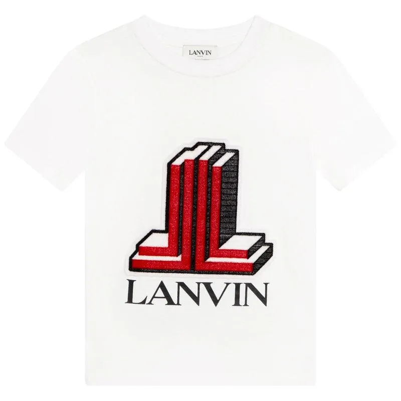T-shirt à manches courtes avec logo 3D blanc pour garçons