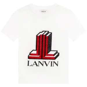 T-shirt à manches courtes avec logo 3D blanc pour garçons