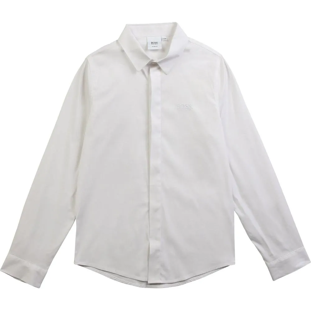 Chemise blanche en coton à manches longues pour garçons