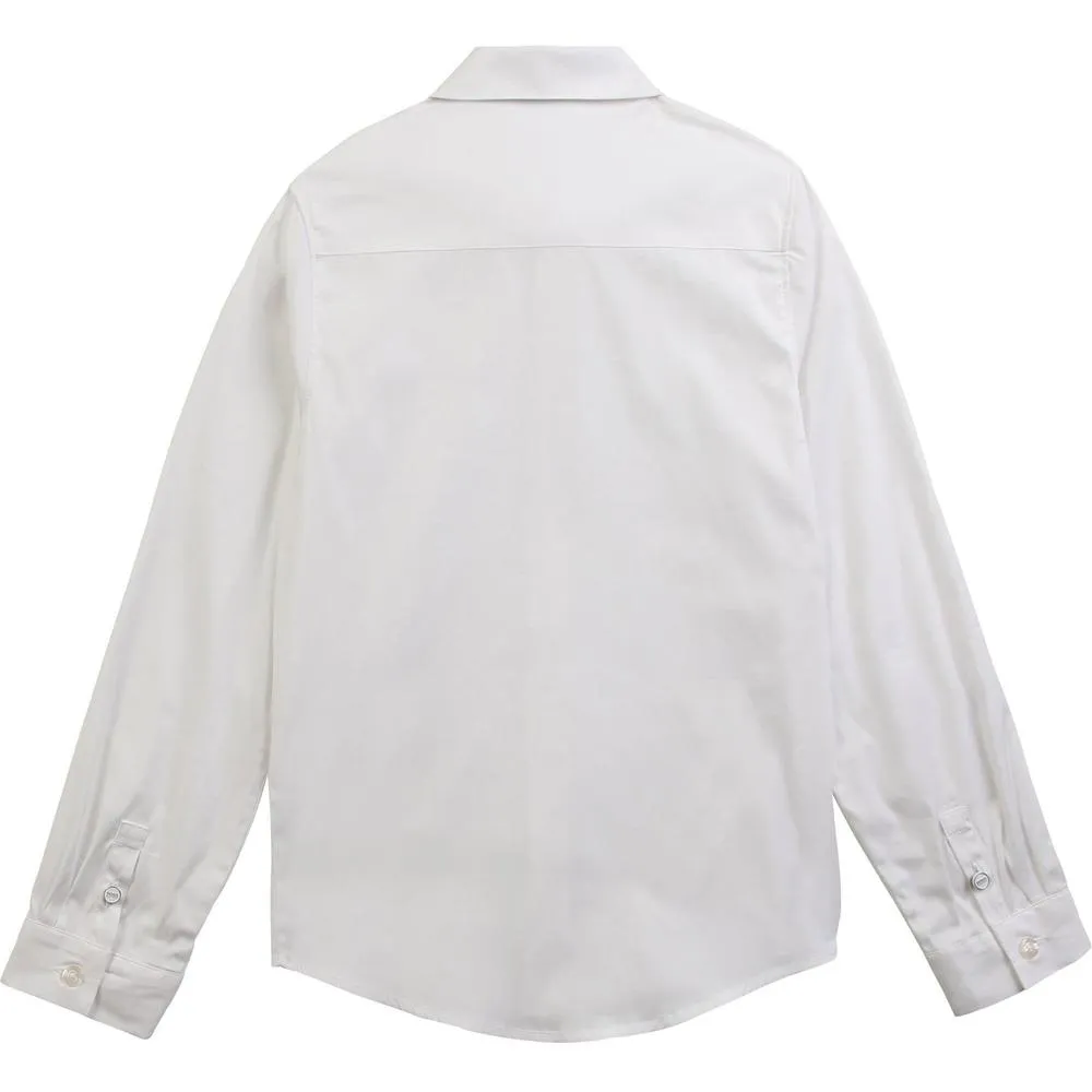 Chemise blanche en coton à manches longues pour garçons