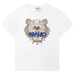 T-shirt blanc pour garçons avec broderie de tigre