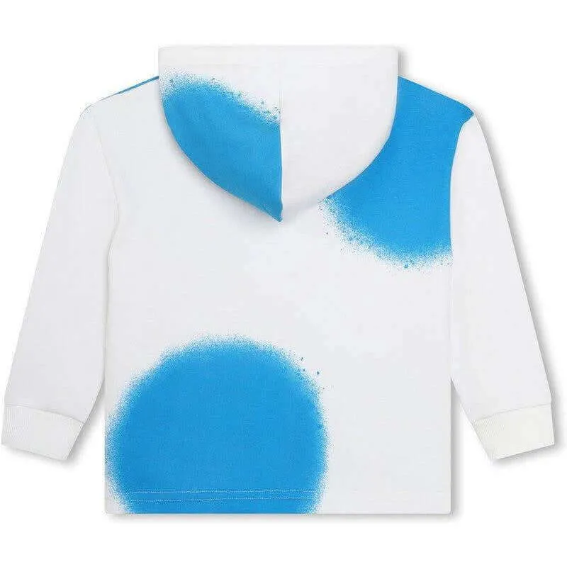 Pull à capuche graffiti blanc pour garçons