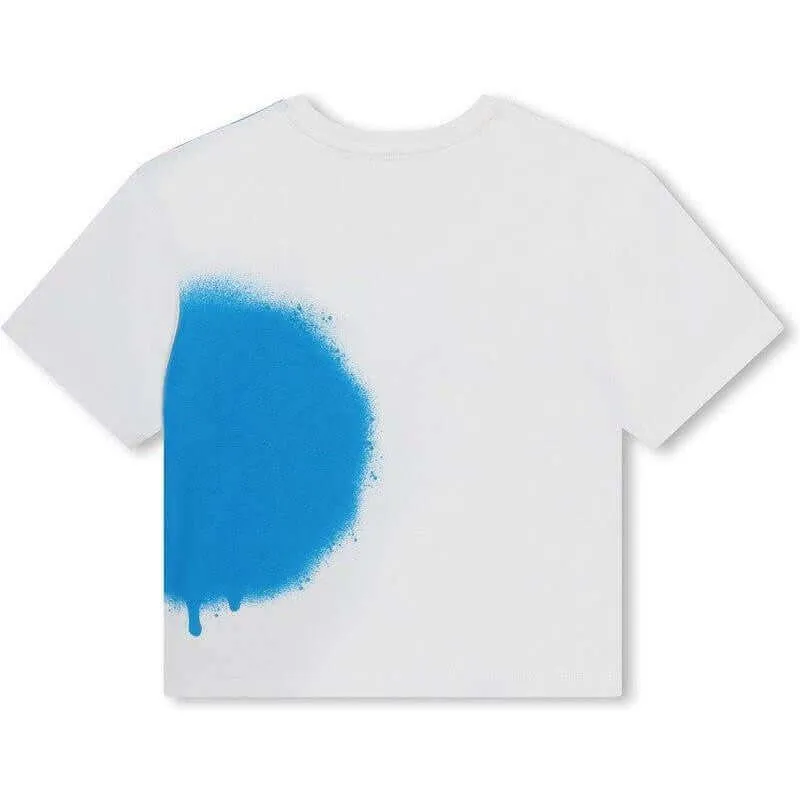 T-shirt à manches courtes graffiti blanc pour garçons