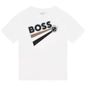 T-shirt à manches courtes avec logo blanc pour garçons