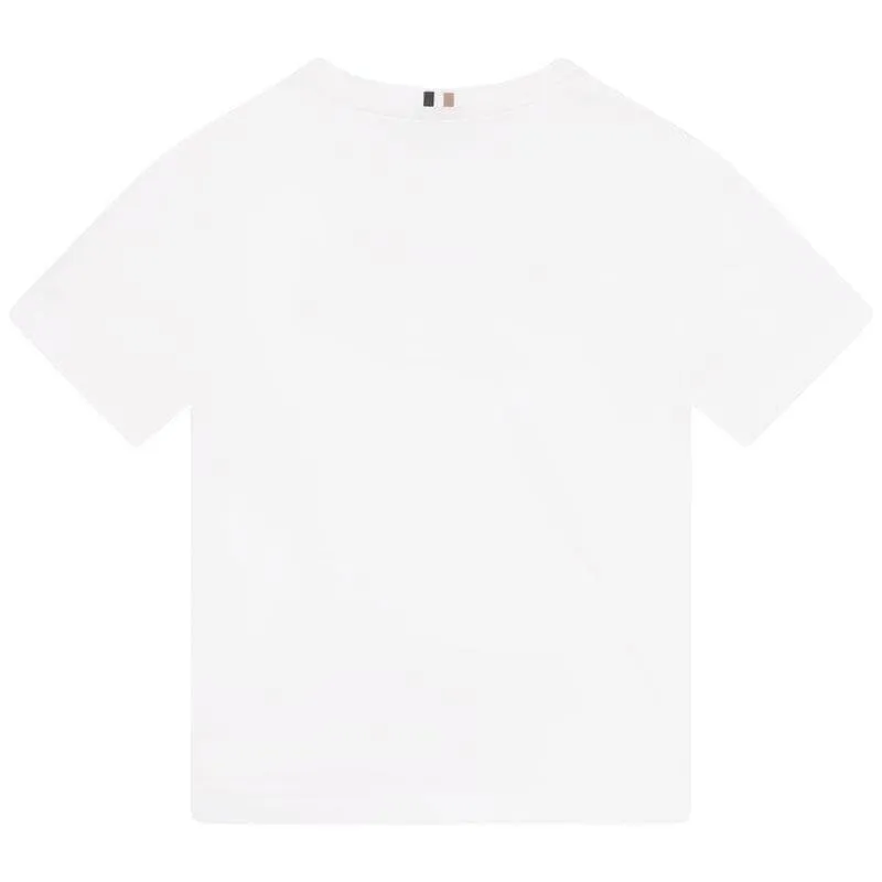 T-shirt à manches courtes avec logo blanc pour garçons
