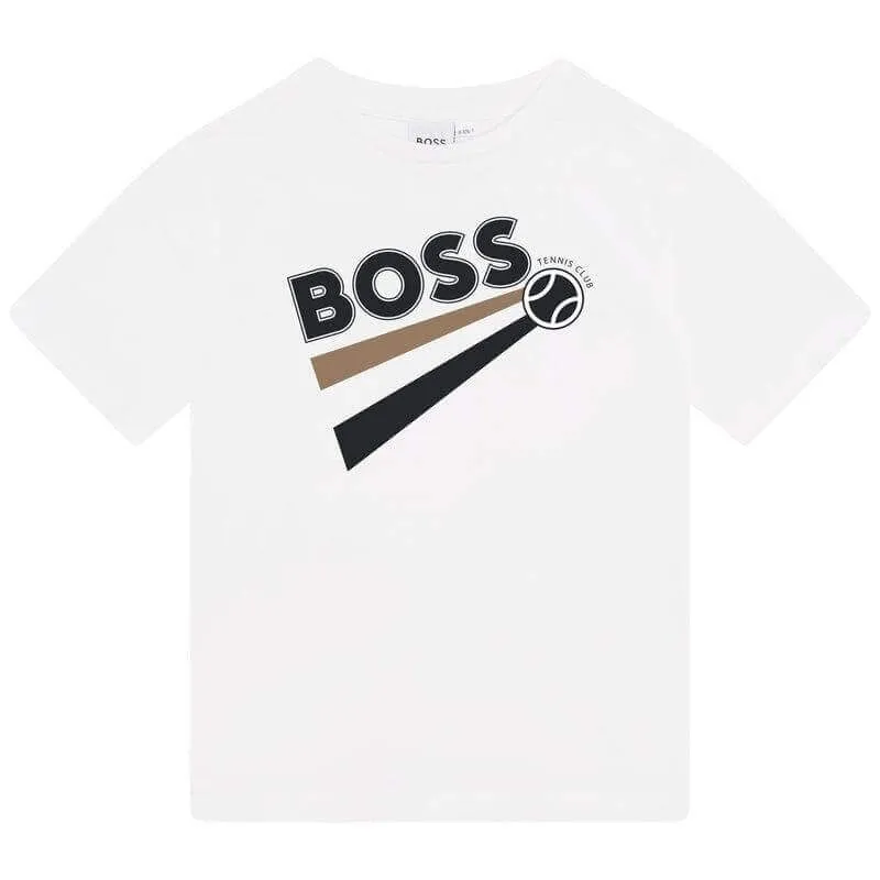 T-shirt à manches courtes avec logo blanc pour garçons