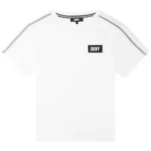 T-shirt à logo blanc pour garçons avec étiquette