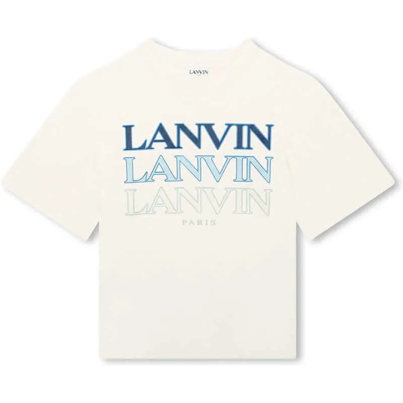 T-shirt pour garçons blanc à logos multiples