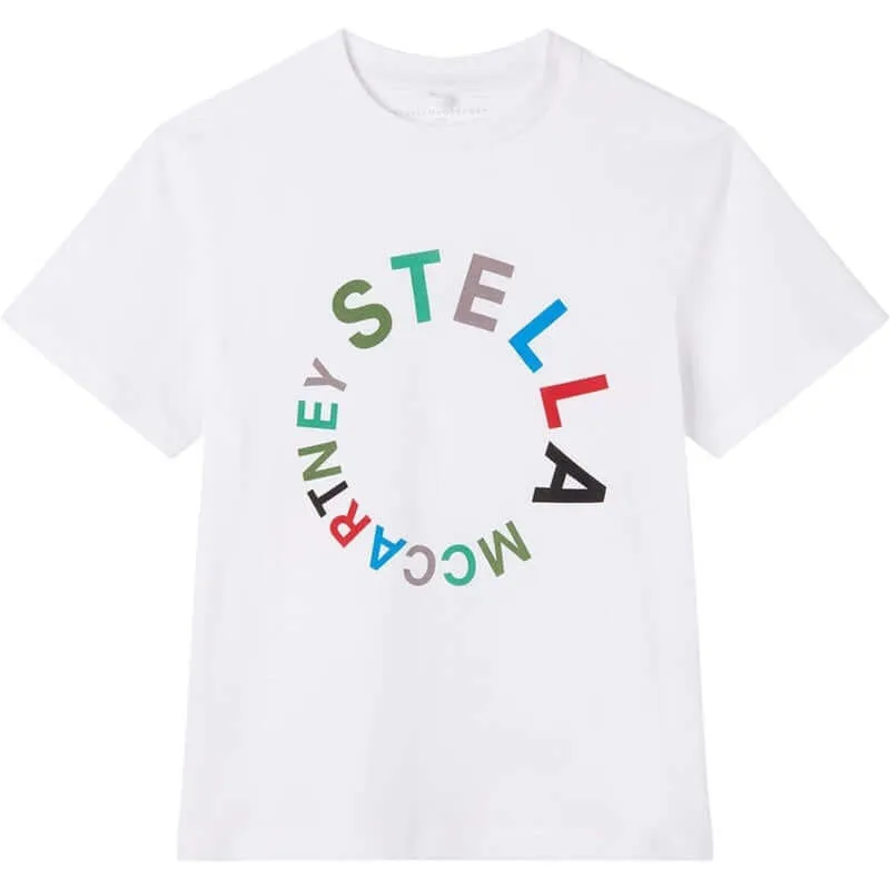 T-shirt pour garçons en coton biologique blanc avec logo circulaire