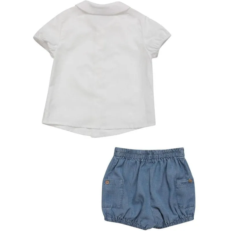 Chemise blanche pour garçon avec short style denim