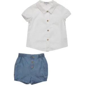 Chemise blanche pour garçon avec short style denim