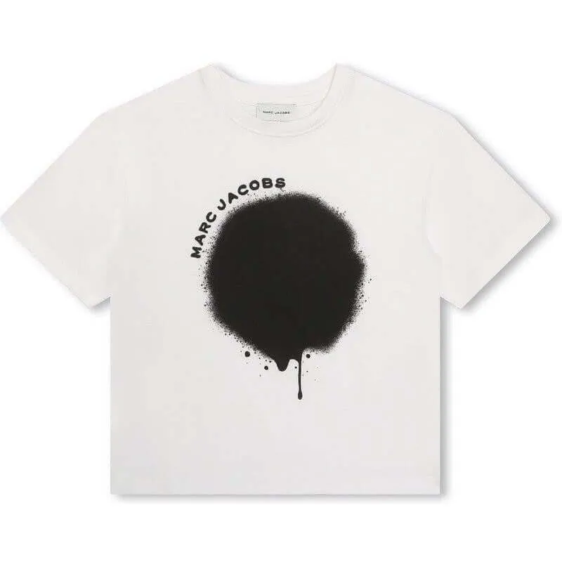 T-shirt pour garçons en blanc avec effet peinture en spray