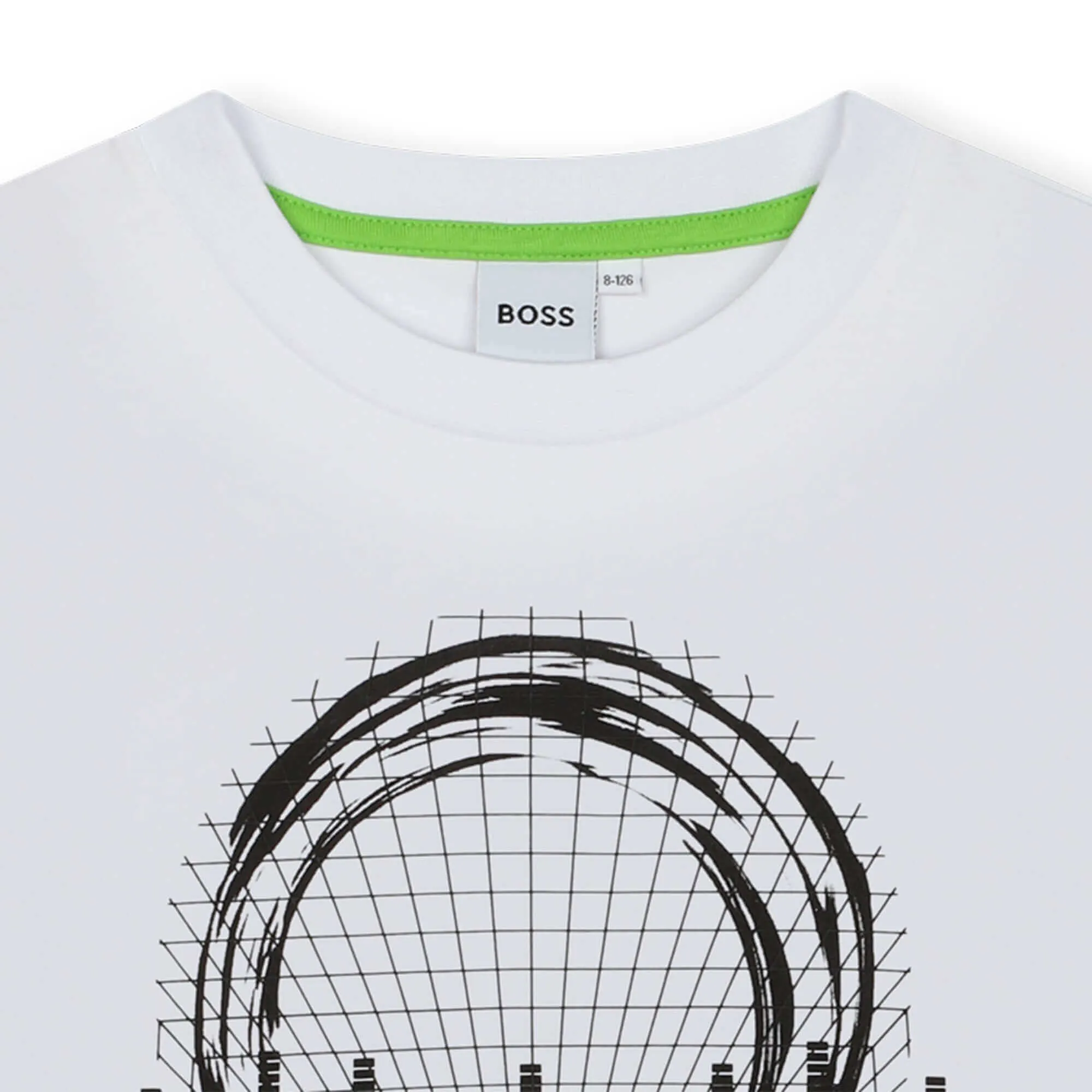 T-shirt à manches courtes imprimé techno blanc pour garçons