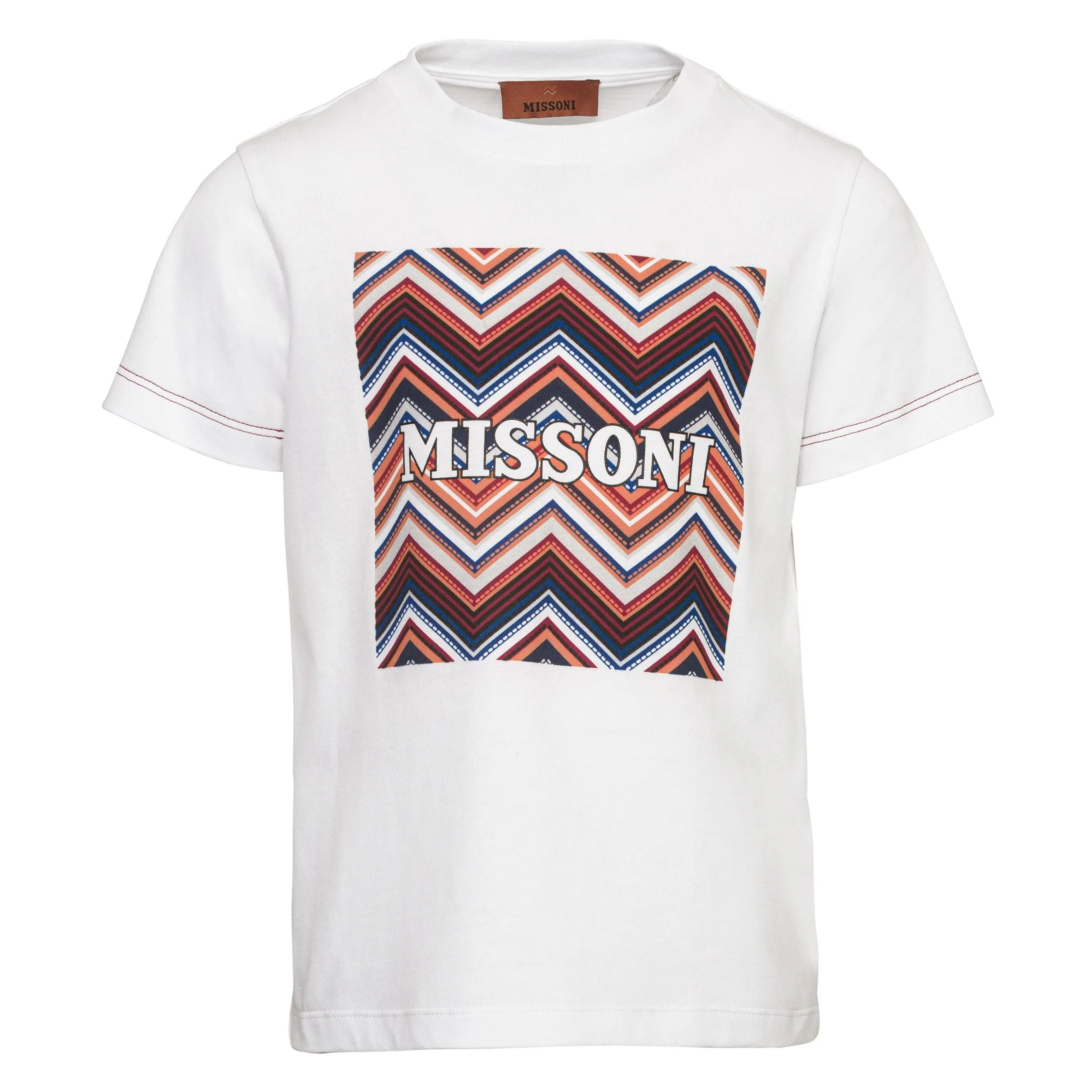 T-shirt blanc à motifs zigzag pour garçons