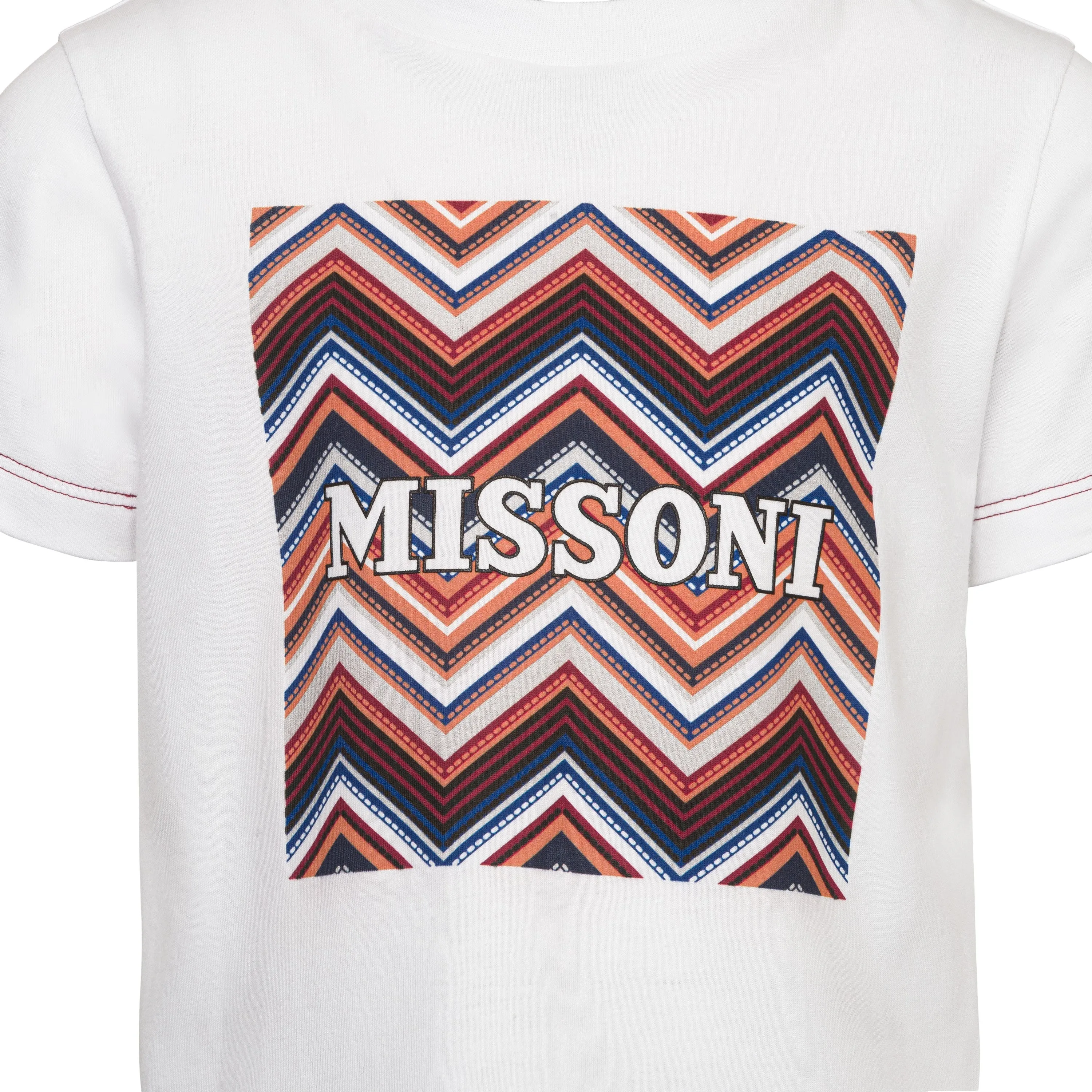 T-shirt blanc à motifs zigzag pour garçons