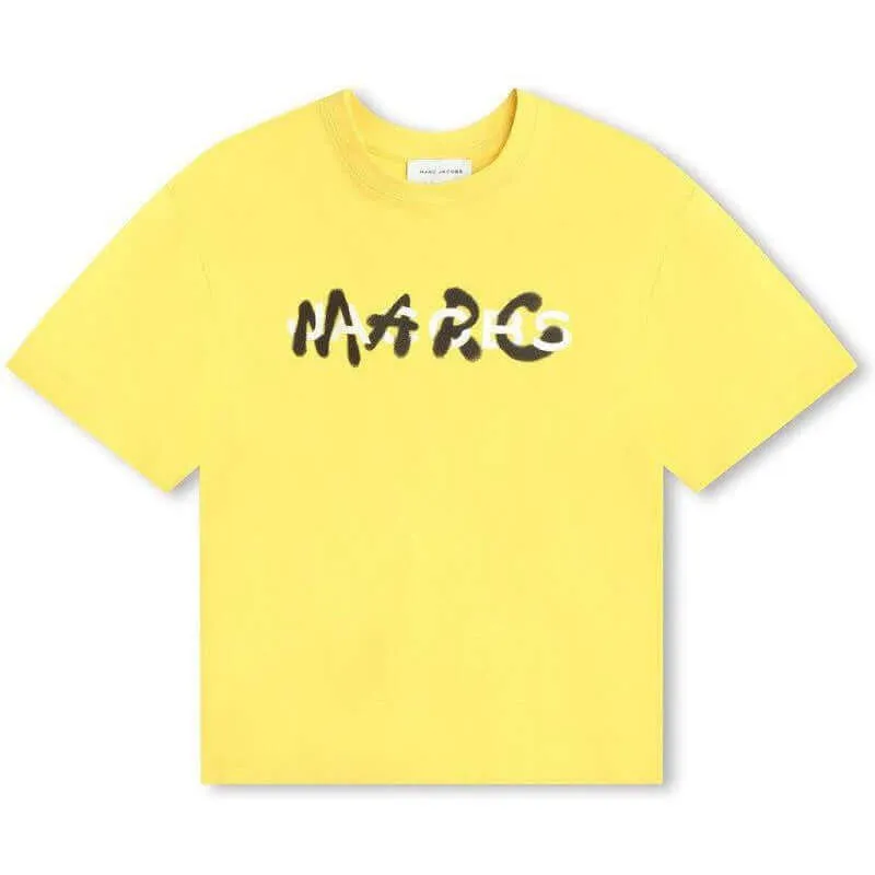 T-shirt à manches courtes avec logo graffiti jaune pour garçons