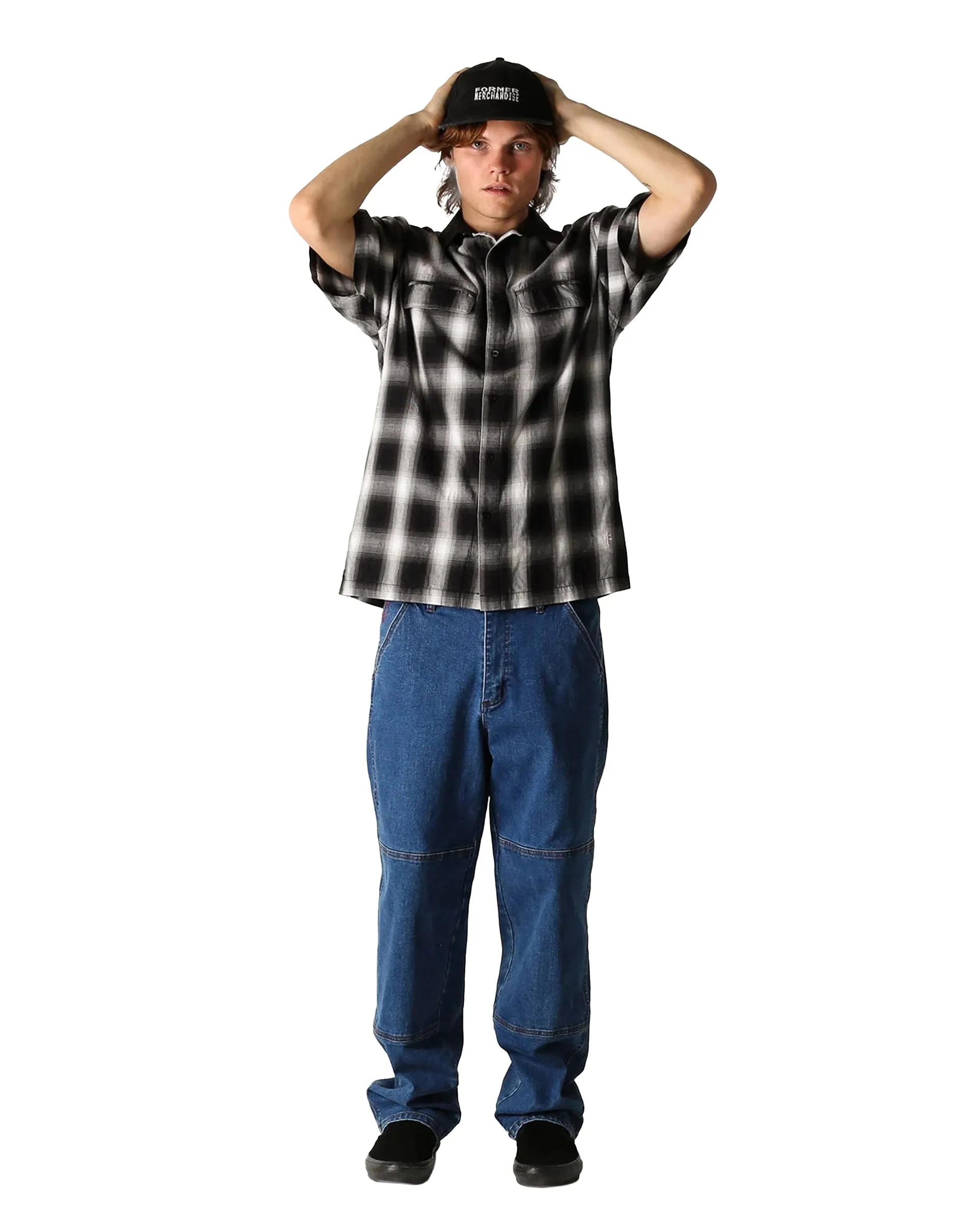 Chemise à carreaux à manches courtes avec boutons