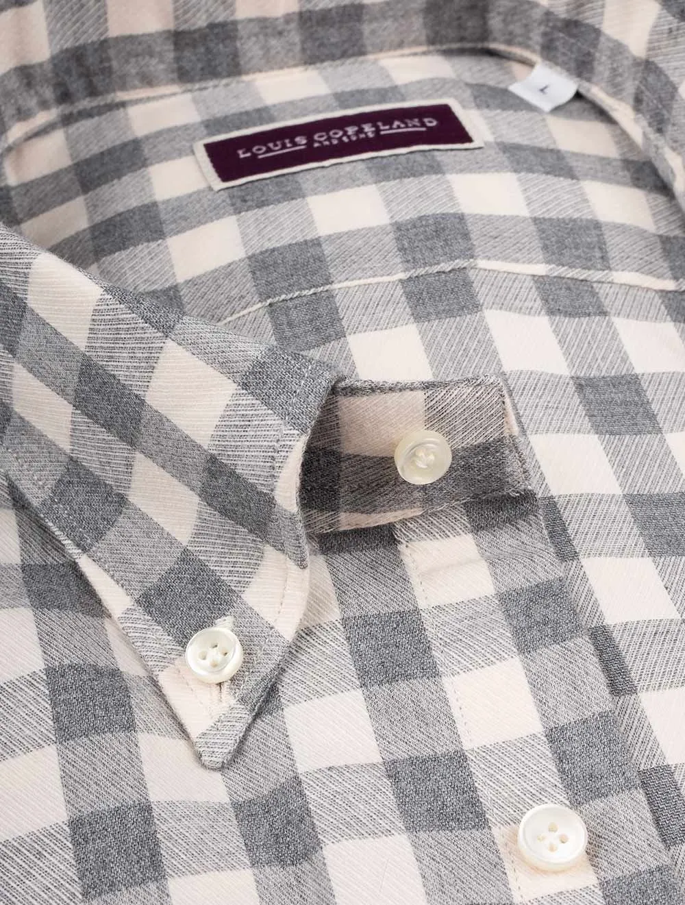 Chemise à carreaux à boutons Gris