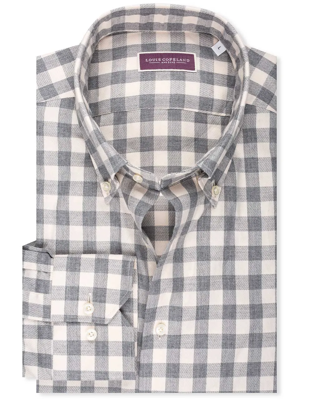Chemise à carreaux à boutons Gris