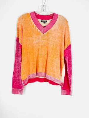 Charlie B Taille L Haut délavé à motifs orange/rose - Manches longues