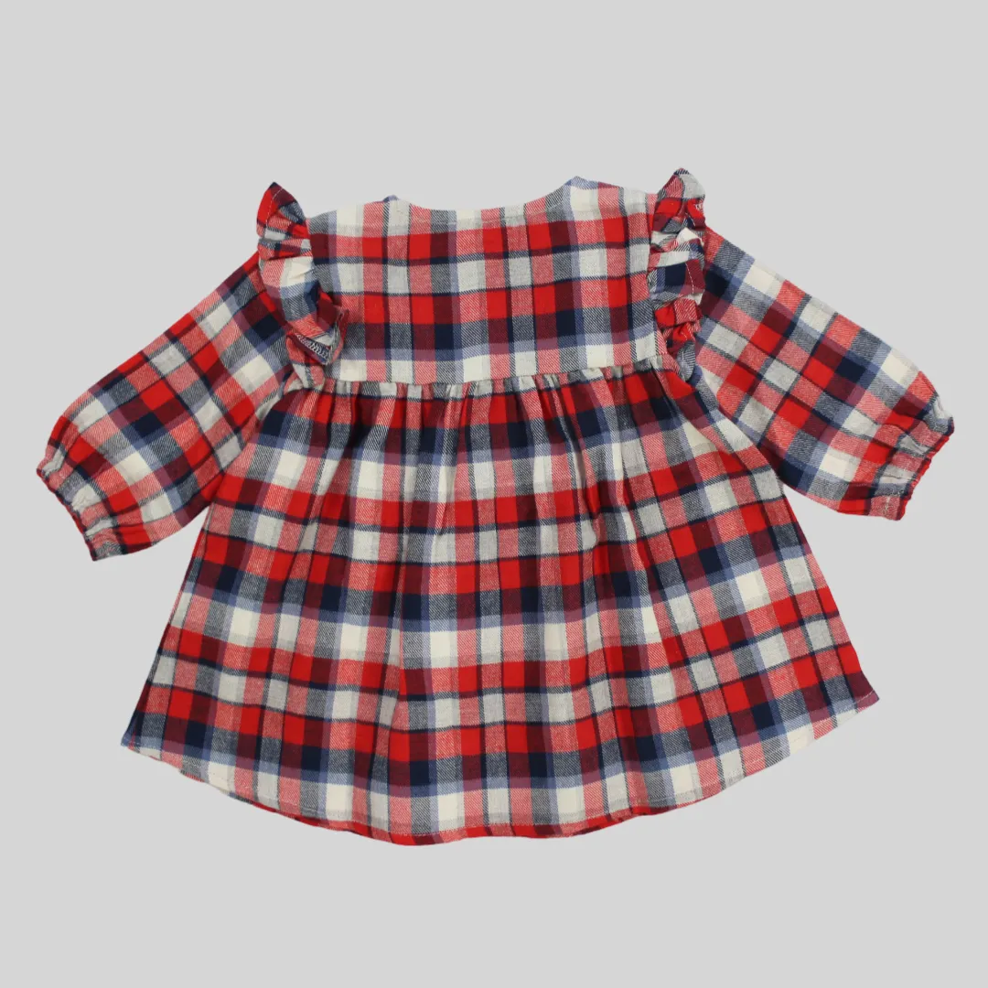 Robe à manches longues à carreaux