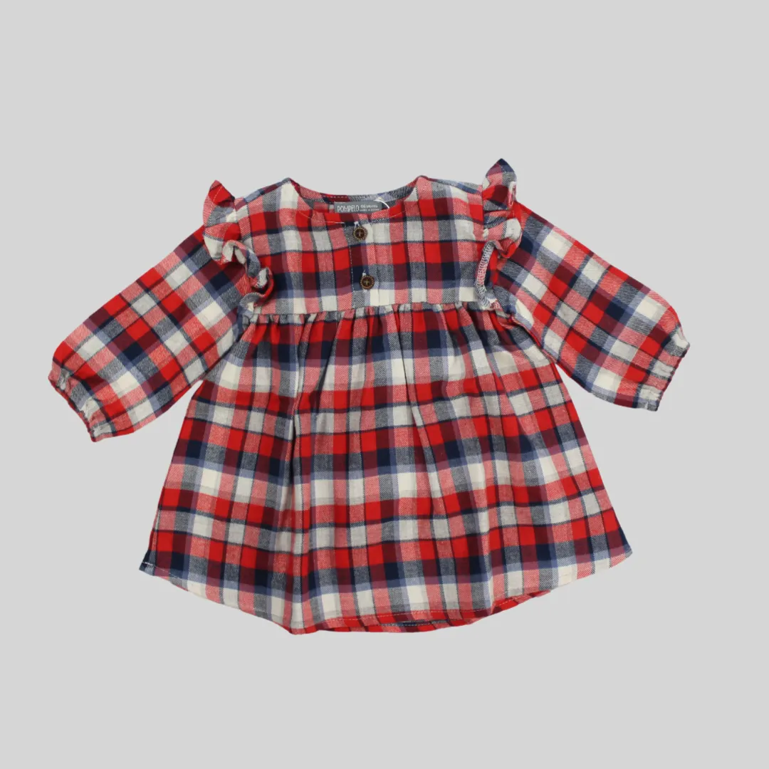 Robe à manches longues à carreaux