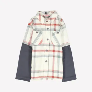 Chemise à capuche à manches longues à carreaux