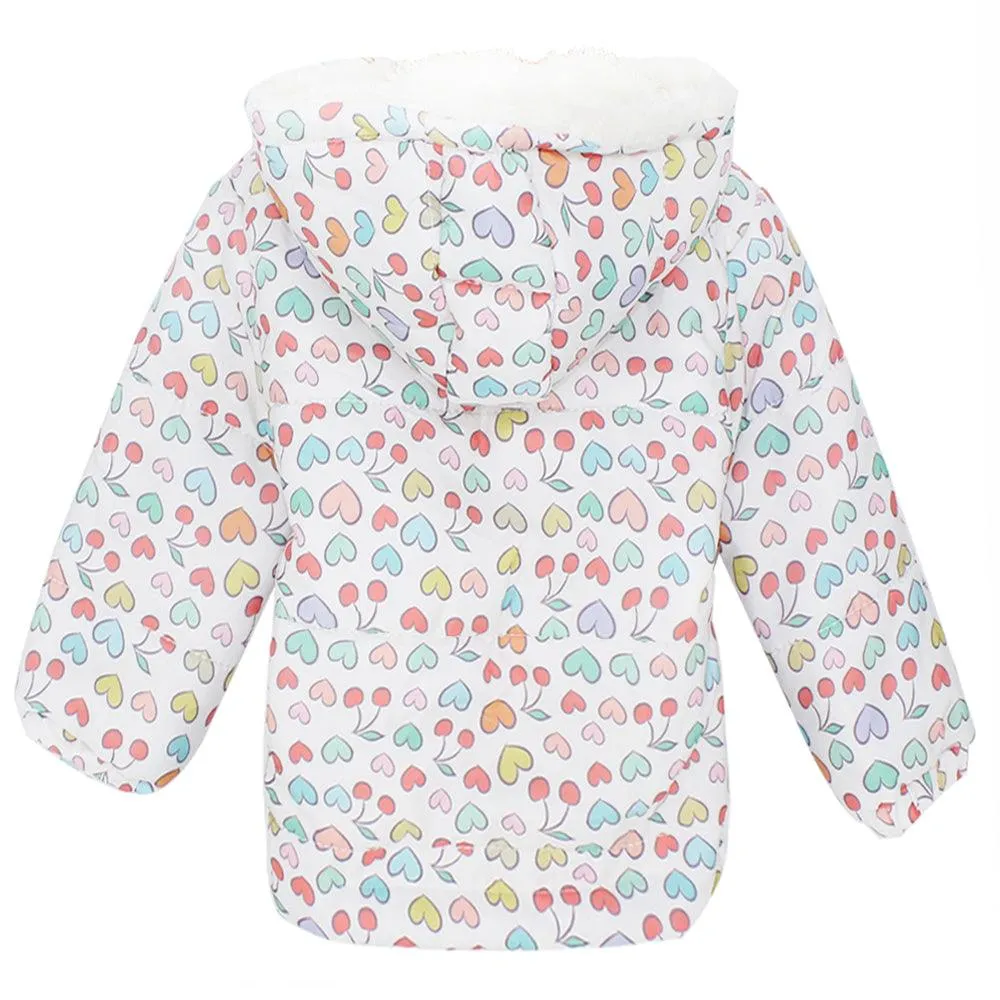 Veste à capuche imperméable à manches longues Cherry Hearts